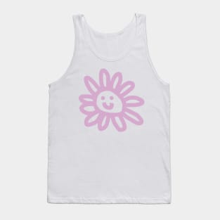 Magenta Daisy Flower Smiley Face Tank Top